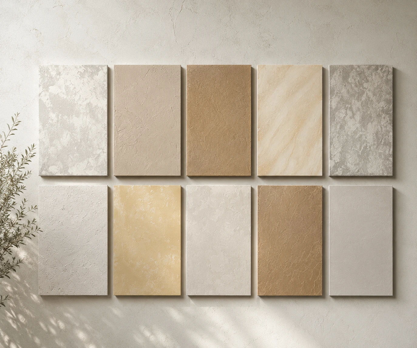 Ana Kleo decorative plaster material samples for interior finish selection