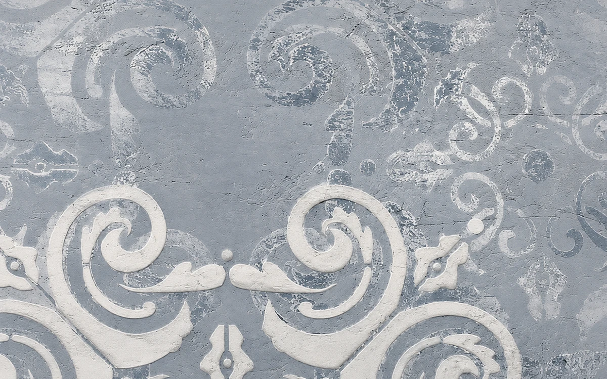 Ornamental decorative plaster wall finish with architectural pattern by Ana Kleo
